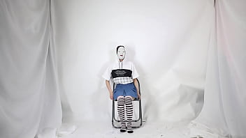 Preview 2 of 3d Female Monster Xxx Fau - Girl&#039_s skirt wearing a Noh mask