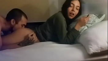 Preview 2 of Jinki Lara - BLOWJOB UNDER THE SHEETS - TEEN ANAL DOGGYSTYLE SEX