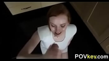 Preview 1 of Boy Lick Wet Eat Drink - Redhead Real Estate Agent Sucking Cock