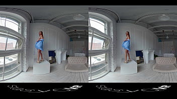 Preview 3 of Arkfkcxye - StasyQVR - 180 VR Porn Video - Red Hair,  Blue Dress with LunyQ