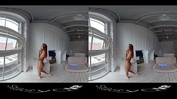 Preview 4 of Arkfkcxye - StasyQVR - 180 VR Porn Video - Red Hair,  Blue Dress with LunyQ