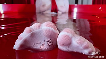 Preview 2 of Xxxx Pron Video Mp3 - Mistress in white fishnet tights takes a bath and teases you with her ass and feet