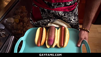 Preview 1 of Gianna Michaels Anal Fuck - Elder Step Brother Surprises His Young Step Bro by Making Special Hotdog with His Cock in It - Gayfams