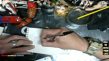 Preview 3 of Xnxx Khet Me - It&#039_s time to tracing sketch of the Mia Khalifa Porn Star - Dildo art business