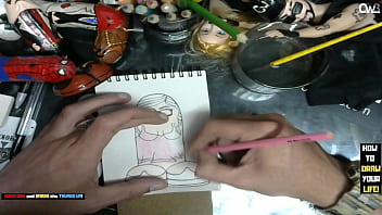 Preview 4 of Xnxx Khet Me - It&#039_s time to tracing sketch of the Mia Khalifa Porn Star - Dildo art business