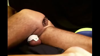Preview 4 of Xxx Ona - hard cock slut bangs his tunnel plug with a rubber fist. retro