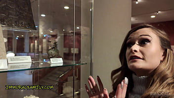 Preview 2 of Hot Teen Seduce - Bratty British Babe Honour May Goes to History Museum w Step Dad - IMMORAL FAMILY 4k