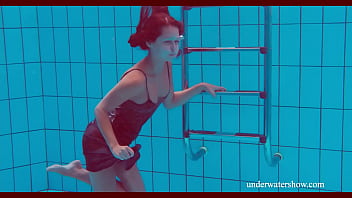 Preview 2 of Hairless Desi - Brunette Nata Szilva strips underwater and gets horny