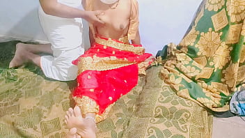 Preview 1 of Fuck In Mom Room - Late night sex with Telugu wife in red sari