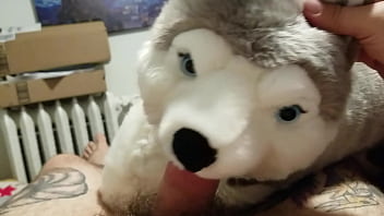 Preview 3 of Naket Flim - Blowjob from my plushie husky and finished with a masturbation