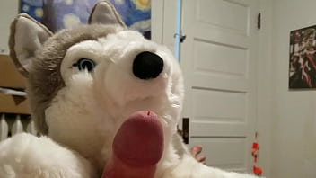 Preview 4 of Naket Flim - Blowjob from my plushie husky and finished with a masturbation