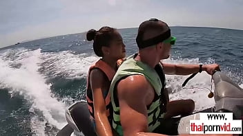 Preview 2 of Egypt Bdsm - Amateur Thai teen Cherry sucking a big white dick on a jet ski