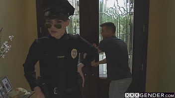 Preview 2 of Sybil Stallone Boob Sucking - Bad shemale cop Natalie Mars enjoyed ass fucking after she swallowed dick