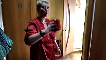 Preview 1 of Fair Play - A mature dirty BBW slut washes her fucking mud in the shower,  sucks a dick to the Master of her bitch fantasies,  fucks herself with a dildo,  and so on))