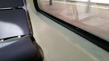 Preview 2 of Alexis Aletta - Masturbating In Public Train And Shoots A Big Load Of Thick Cum