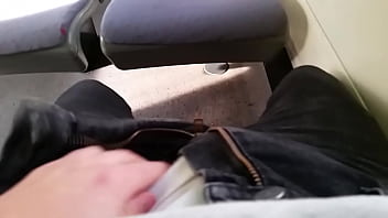 Preview 1 of Alexis Aletta - Masturbating In Public Train And Shoots A Big Load Of Thick Cum