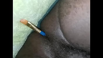Preview 2 of Ebony Granny Ass Up Skirt - Riding paint brush