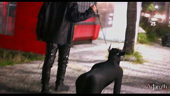Preview 1 of Fi 3a44 Awek 1 Opis - Master takes his pet dog for a walk in the City. P1