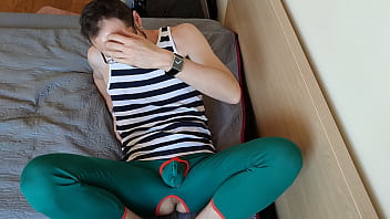 Preview 1 of Kashie Grey - Open ass pants - self cum on face