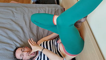 Preview 4 of Kashie Grey - Open ass pants - self cum on face