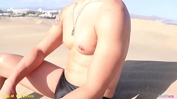 Preview 2 of Ngentok Boneka Pemuas Nafsu Pria - Hot Asian guy getting nipple played in the dunes!