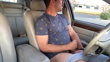 Preview 2 of Japanese Fuckking Virgin Girl - Hippie guy jerking off and fingering ass in the car in public