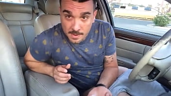 Preview 4 of Japanese Fuckking Virgin Girl - Hippie guy jerking off and fingering ass in the car in public