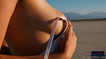 Preview 3 of Cailin Torrid - Hot big natural tits teen brunette Willa Prescott outdoor striptease