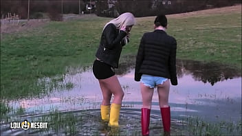 Preview 1 of Hard Anal Punishment - Fun in Rubberboots Lou Nesbit,  Lia Louise