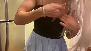 Preview 2 of Omegle Teen Feet Reaction - Crossdressing into Prom Queen