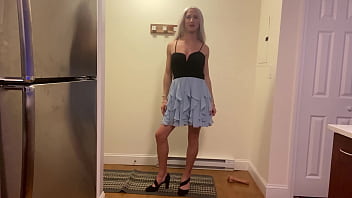Preview 4 of Omegle Teen Feet Reaction - Crossdressing into Prom Queen