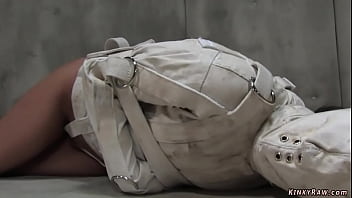 Preview 1 of Pile Driver - Brunette psycho bound in straitjacket