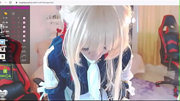 Preview 2 of Japan Xxx Vidieo - blonde hentai cosplay slut sucks dildo on webcam