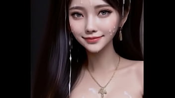 Preview 3 of Mon And Stp Son - AI generated (animation) white Chinese dress (hanfu) girls covered with cum,  smiling embarrassingly