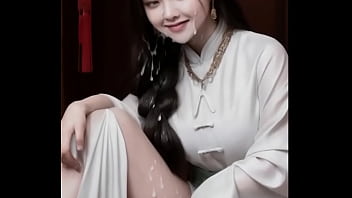 Preview 1 of Mon And Stp Son - AI generated (animation) white Chinese dress (hanfu) girls covered with cum,  smiling embarrassingly