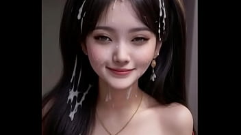 Preview 4 of Mon And Stp Son - AI generated (animation) white Chinese dress (hanfu) girls covered with cum,  smiling embarrassingly