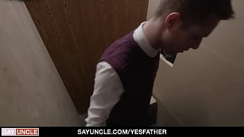 Preview 1 of Wanking With A Hat And Tie On - Confession: Benjamin Blue Deep Throats the Priest