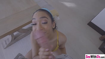 Preview 4 of Mom And Son Mouth Come - My wet Latina stepsis Sarah Lace sucking my big dick instead playing games