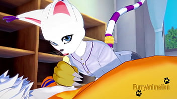 Preview 1 of Carisha Sexy Hot - Digimon Yaoi - Renamon &amp_ Gatomon blowjob and bareback with creampie - Japan Anime Manga Yiff Gay