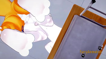 Preview 4 of Carisha Sexy Hot - Digimon Yaoi - Renamon &amp_ Gatomon blowjob and bareback with creampie - Japan Anime Manga Yiff Gay