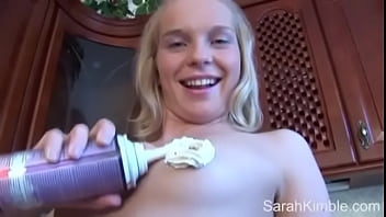 Preview 4 of Sunny Lion Blue Film - Kitchen cooking with Sarah Kimble and her small tits
