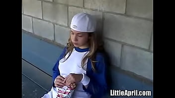 Preview 2 of Mistress Forces Blowjob - Little April Plays With Herself After A Game Of Baseball