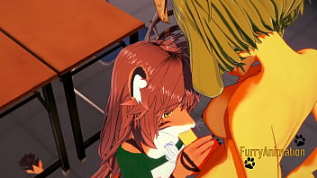 Preview 2 of Fisy Meaty - Furry Futanari Hentai 3D - Dog Futanari and Tiger Girl blowjob and fucked with creampie - Anime Manga Japanese Yiff Cartoon  Porn