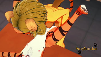 Preview 4 of Fisy Meaty - Furry Futanari Hentai 3D - Dog Futanari and Tiger Girl blowjob and fucked with creampie - Anime Manga Japanese Yiff Cartoon  Porn