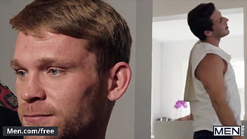 Preview 1 of Bebi Sexy - Chef (Paul Canons) Favorite Position Is Spoon He Strokes (Calhoun Sawyers) Cock As He Fucks Him - Men