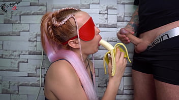 Preview 3 of Chained Slave Girl - Cheated StepSister in Fruit Game! She liked it! SURPRISE!