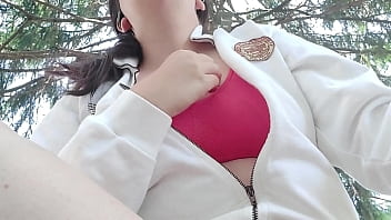 Preview 2 of Rosemarie Hillcrest - Nipple painful with clothespins while I smoke a cigarette and show you my tits in a public garden - Smoking Compilation