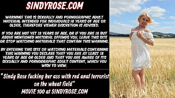 Preview 1 of School Bechoki - Sindy Rose fucking her ass with red anal terrorist on the wheat field