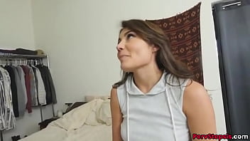 Preview 2 of Indan School Rap Sexvideo - Hot Brunette Stepsister Aspen Reign Gets Huge Dick In Her Little Juicy Pussy