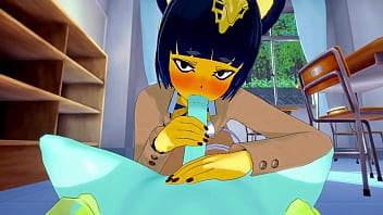 Preview 2 of Jilbab Pns Ngentot6 - Anima Crossing Yaoi Furry Hentai 3D - Ankha (Boy) with MoonCat  blowjob and anal with creampie - Anime Manga Yiff
